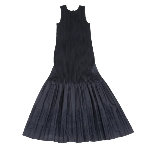 PLEATS PLEASE Hem Floral Taping Pleated Sleeveless Dress K-172495_009