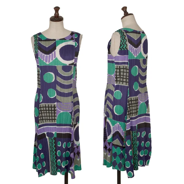 PLEATS PLEASE Graphic Print Sleeveless Dress Multi-Color 3 K-172496_001