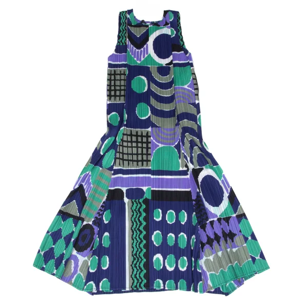 PLEATS PLEASE Graphic Print Sleeveless Dress K-172496_002