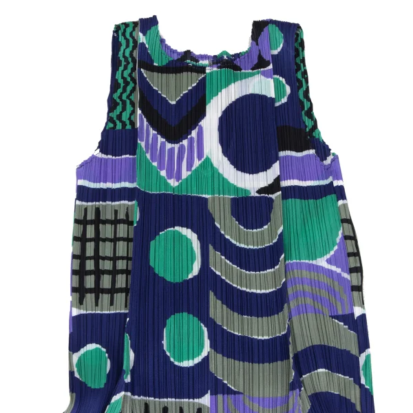 PLEATS PLEASE Graphic Print Sleeveless Dress K-172496_003