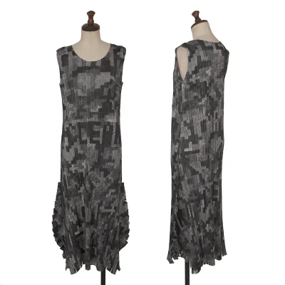 PLEATS PLEASE Cutting Design Mosaic Print Sleeveless Dress
