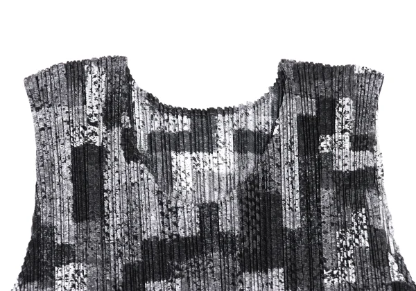 PLEATS PLEASE Cutting Design Mosaic Print Sleeveless Dress K-172497_004