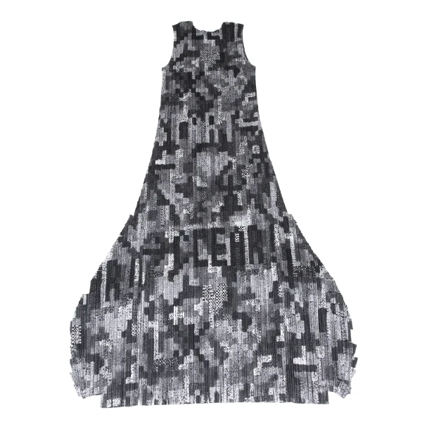 PLEATS PLEASE Cutting Design Mosaic Print Sleeveless Dress K-172497_010