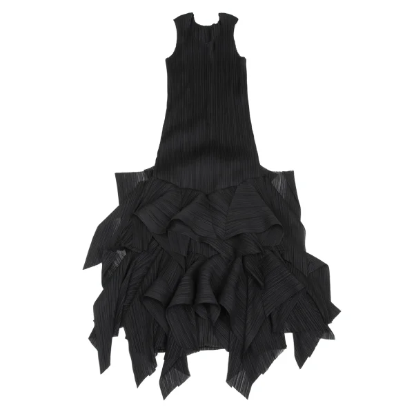 PLEATS PLEASE Mesh Ruffle Hem Sleeveless Dress K-172500_002