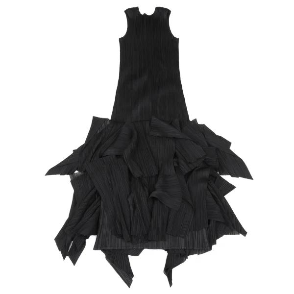 PLEATS PLEASE Mesh Ruffle Hem Sleeveless Dress K-172500_010