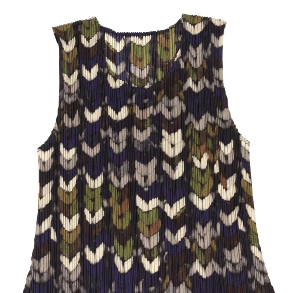 PLEATS PLEASE Mixed Knit Print Sleeveless Dress K-172501_003