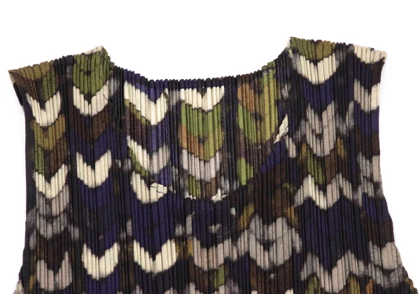 PLEATS PLEASE Mixed Knit Print Sleeveless Dress K-172501_004