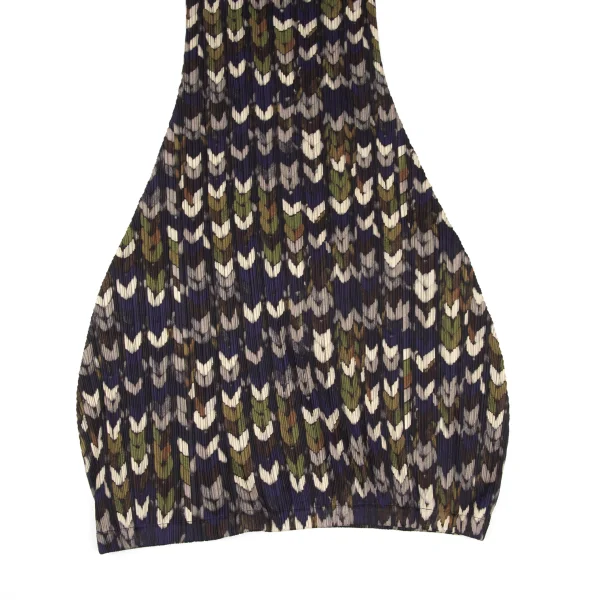 PLEATS PLEASE Mixed Knit Print Sleeveless Dress K-172501_006