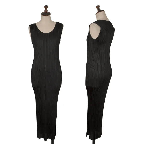 PLEATS PLEASE Side Slit Sleeveless Dress Black 1 K-172502_001