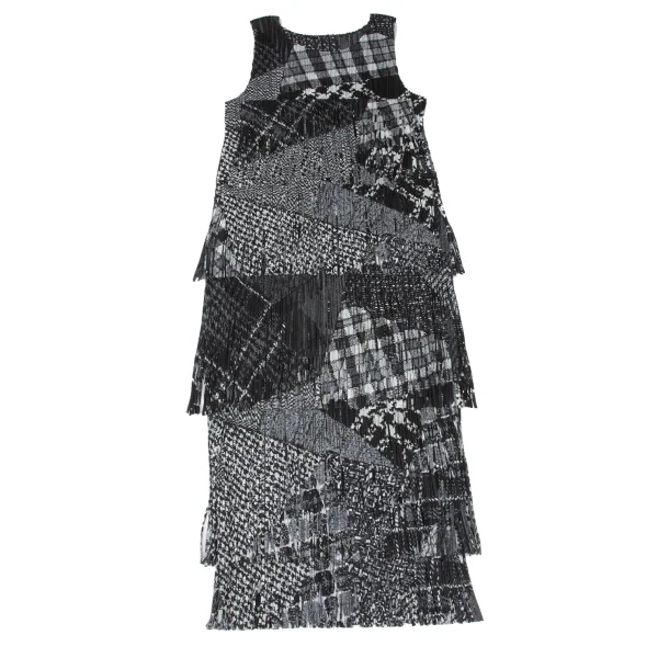 PLEATS PLEASE Crazy Pattern Fringe Sleeveless Dress K-172505_002
