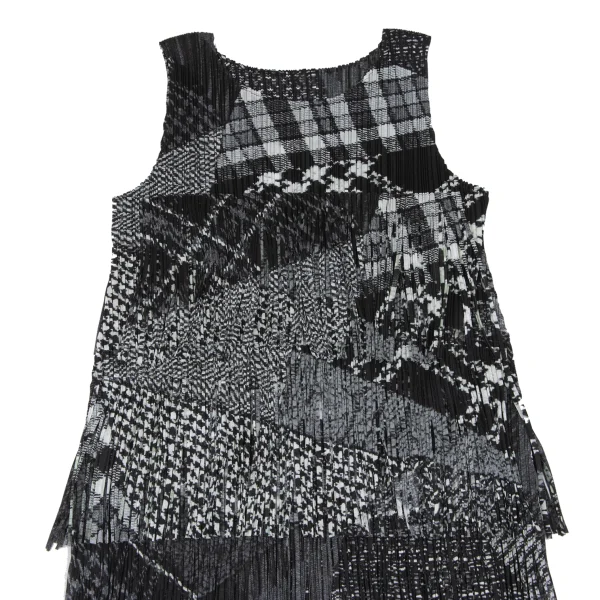 PLEATS PLEASE Crazy Pattern Fringe Sleeveless Dress K-172505_003