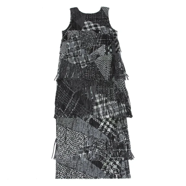 PLEATS PLEASE Crazy Pattern Fringe Sleeveless Dress K-172505_009