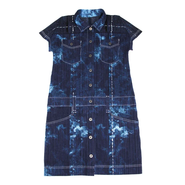 PLEATS PLEASE Denim Printed Short Sleeve Shirt Tunic K-172506_002