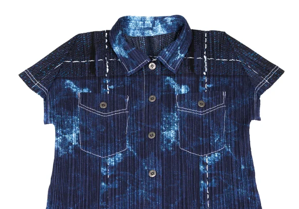 PLEATS PLEASE Denim Printed Short Sleeve Shirt Tunic K-172506_003