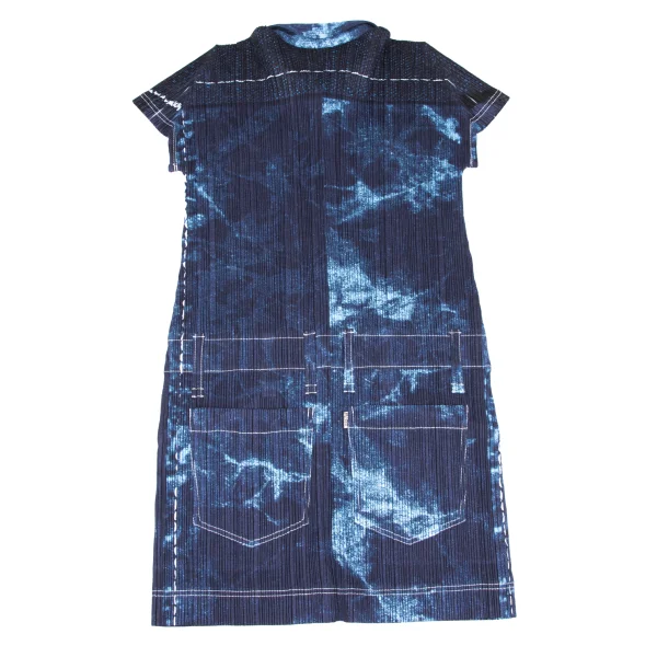 PLEATS PLEASE Denim Printed Short Sleeve Shirt Tunic K-172506_011
