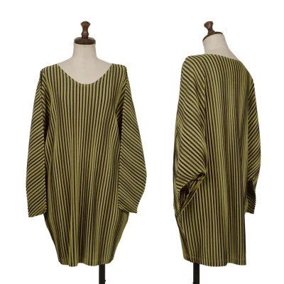 PLEATS PLEASE Bicolor Striped Wide Top