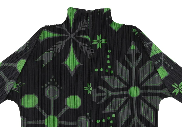 PLEATS PLEASE Geometric Print High-neck Top K-172509_003