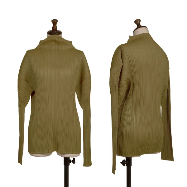 PLEATS PLEASE Pleated High Neck Top Camel 3 K-172511_001