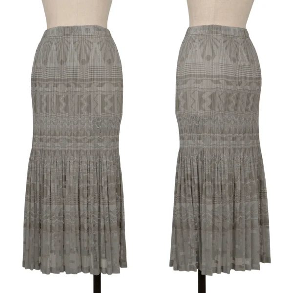 PLEATS PLEASE Geometric Mesh Pleats Skirt Grey,Beige 1 K-172515_001