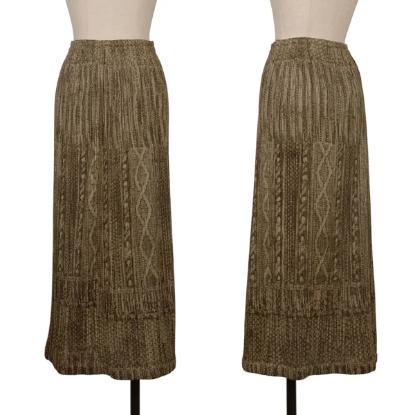 PLEATS PLEASE Cable Knit Print Skirt Beige 1 K-172516_001
