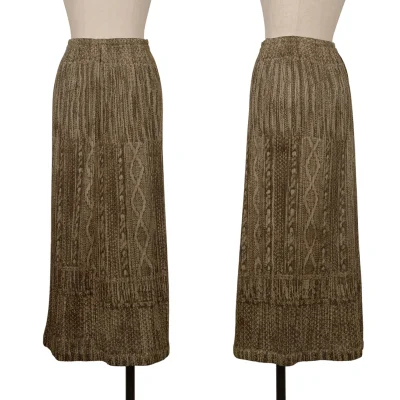 PLEATS PLEASE Cable Knit Print Skirt