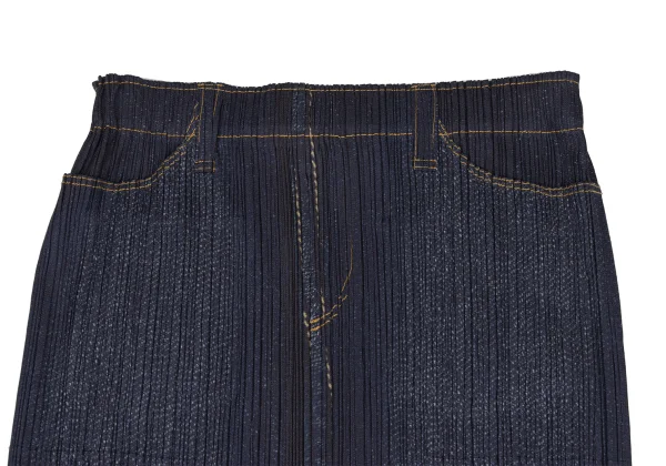 PLEATS PLEASE Denim Transfer Print Hem Cutting Skirt K-172518_004