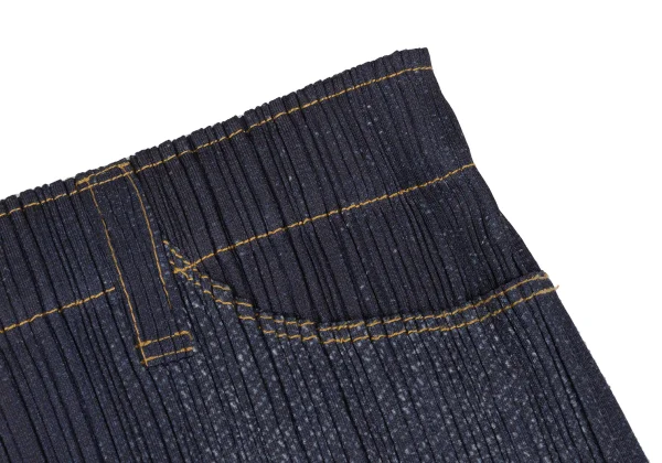 PLEATS PLEASE Denim Transfer Print Hem Cutting Skirt K-172518_005