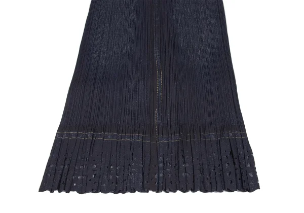 PLEATS PLEASE Denim Transfer Print Hem Cutting Skirt K-172518_008