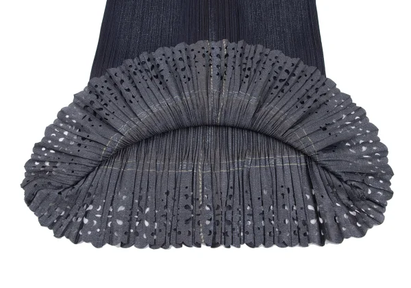 PLEATS PLEASE Denim Transfer Print Hem Cutting Skirt K-172518_011