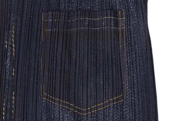 PLEATS PLEASE Denim Transfer Print Hem Cutting Skirt K-172518_013