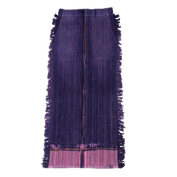 PLEATS PLEASE Transfer Print Side Fringe Skirt K-172519_002