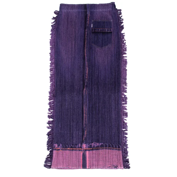 PLEATS PLEASE Transfer Print Side Fringe Skirt K-172519_011