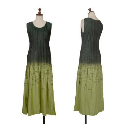 ISSEY MIYAKE FETE A-POC Jacquard Permanent Pleats Gradation Dress