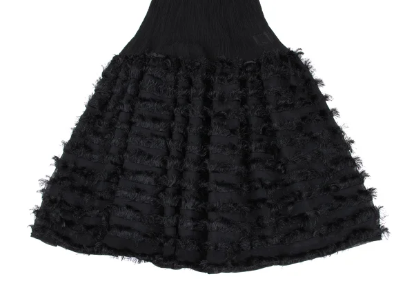 ISSEY MIYAKE me Fringed Striped Switching Crepe Pleated Dress K-172523_006