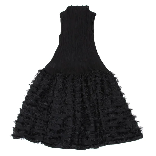 ISSEY MIYAKE me Fringed Striped Switching Crepe Pleated Dress K-172523_009