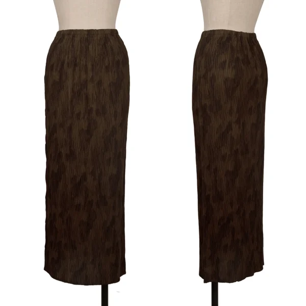 HIROKO KOSHINO Mottled Pleats Skirt Brown 9 K-172528_001