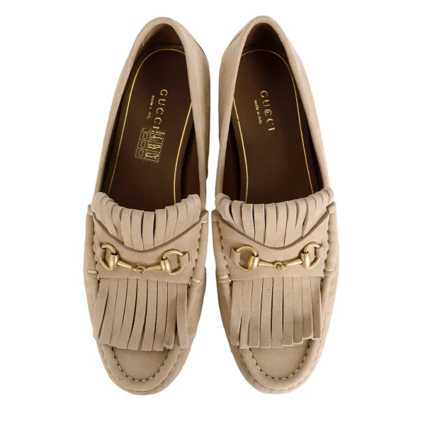 GUCCI Horsebit Fringe Suede Shoes K-172541_002