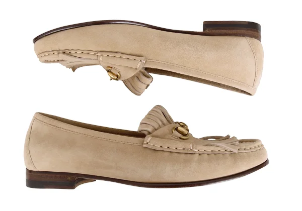 GUCCI Horsebit Fringe Suede Shoes K-172541_003