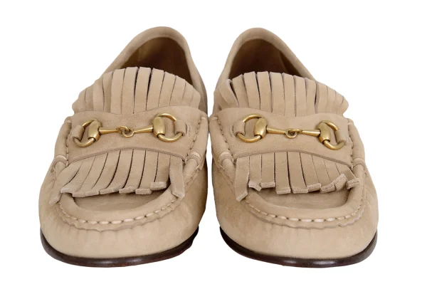 GUCCI Horsebit Fringe Suede Shoes K-172541_004