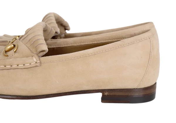 GUCCI Horsebit Fringe Suede Shoes K-172541_007