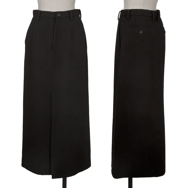 ISSEY MIYAKE Wool Georgette Center-Slit Skirt Black M K-172547_001