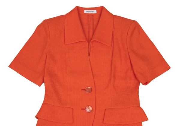 Yves Saint Laurent Rayon Cotton Waffle-Knit Short Sleeve Jacket K-172553_003