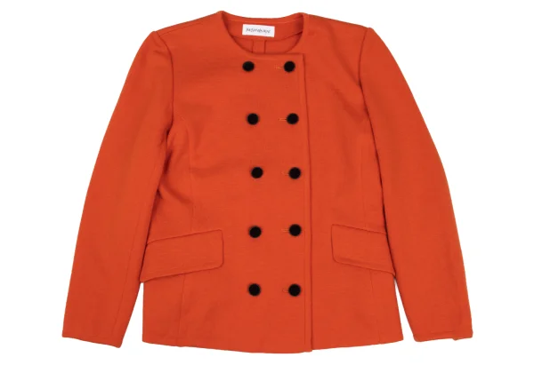Yves Saint Laurent Wool Double Button Collarless Knit Jacket K-172556_002