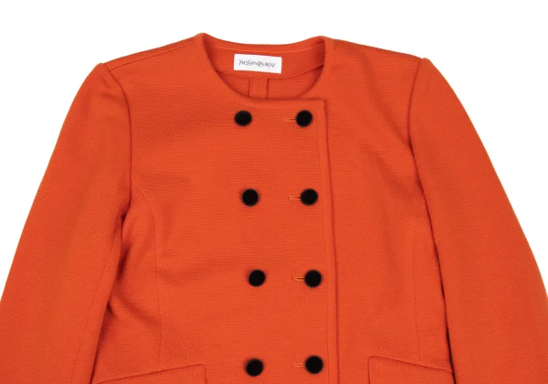 Yves Saint Laurent Wool Double Button Collarless Knit Jacket K-172556_003