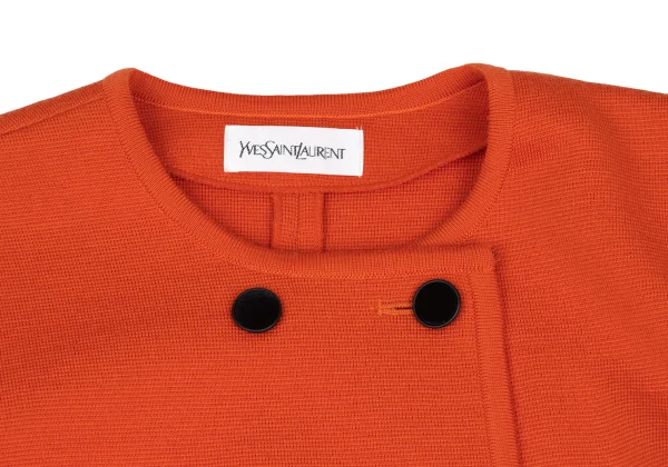Yves Saint Laurent Wool Double Button Collarless Knit Jacket K-172556_004