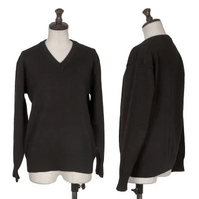 Yves Saint Laurent Logo Embroidery V-neck Knit Sweater