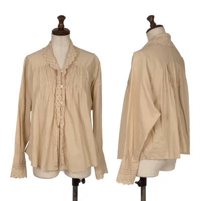 tricot COMME des GARCONS Dyed Lace Embroidery Pintuck Blouse