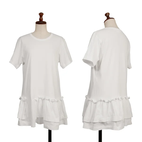 COMME des GARCONS Ruffled Hem Switching T-shirt White S K-172565_001