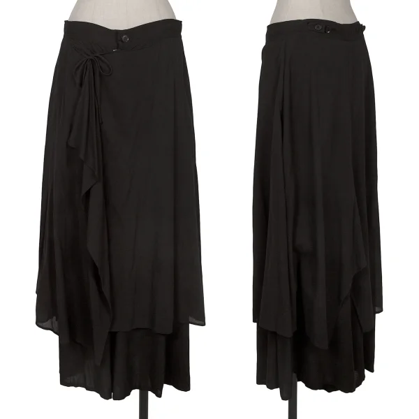 Yohji Yamamoto NOIR Switching Wrap Design Wide Pants Black 1 K-172571_001