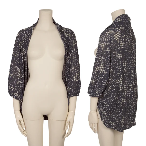 Y's Printed Asymmetry Bolero Navy,White 2 K-172573_001